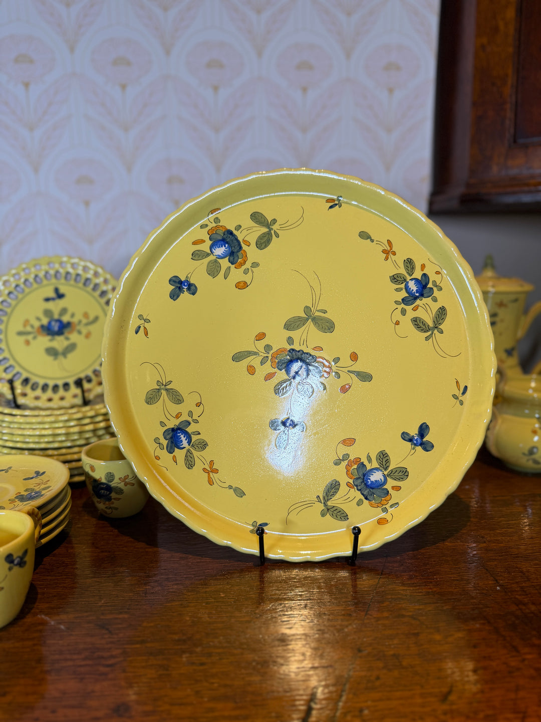 Vintage Matet Martres Fait Main French Pottery (Handmade) - Tea & Dessert Set
