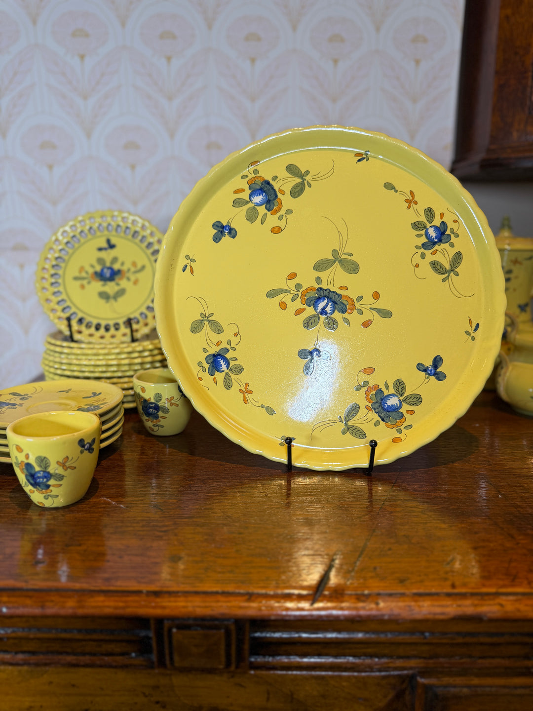 Vintage Matet Martres Fait Main French Pottery (Handmade) - Tea & Dessert Set