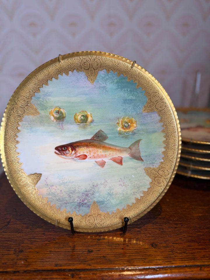 Limoges Set of 6 Fish Plates