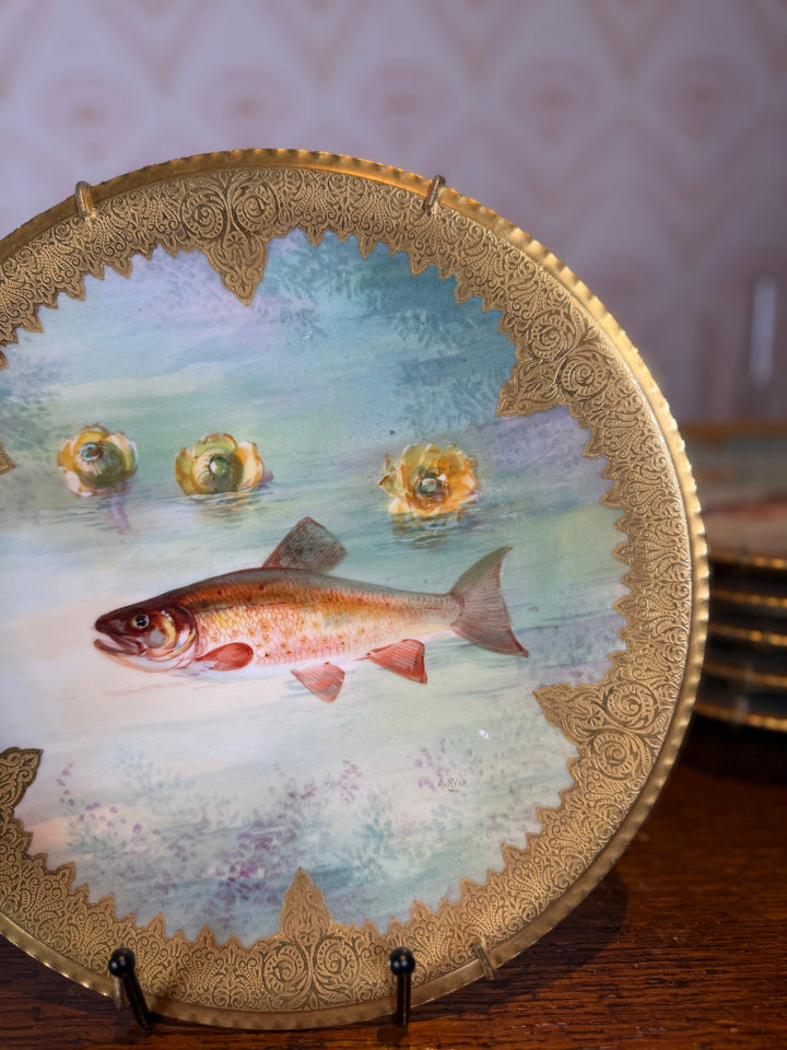 Limoges Set of 6 Fish Plates