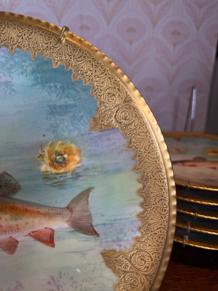 Limoges Set of 6 Fish Plates