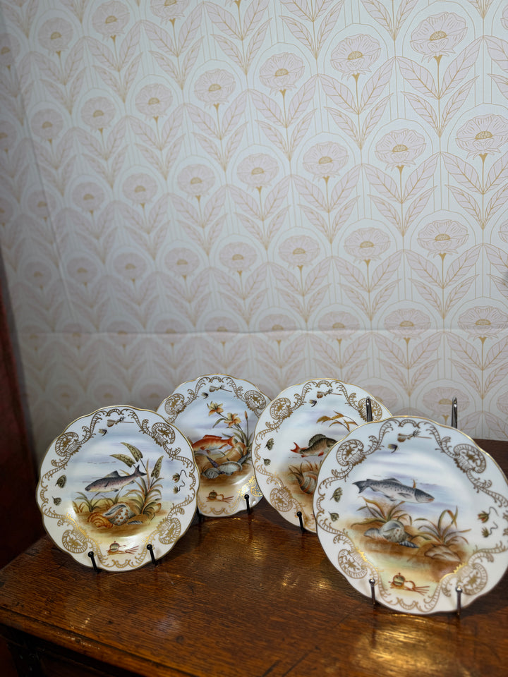 Set of 4 Vintage Fish Plates