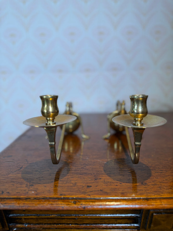Set of 2 Brass Candlestick Holders