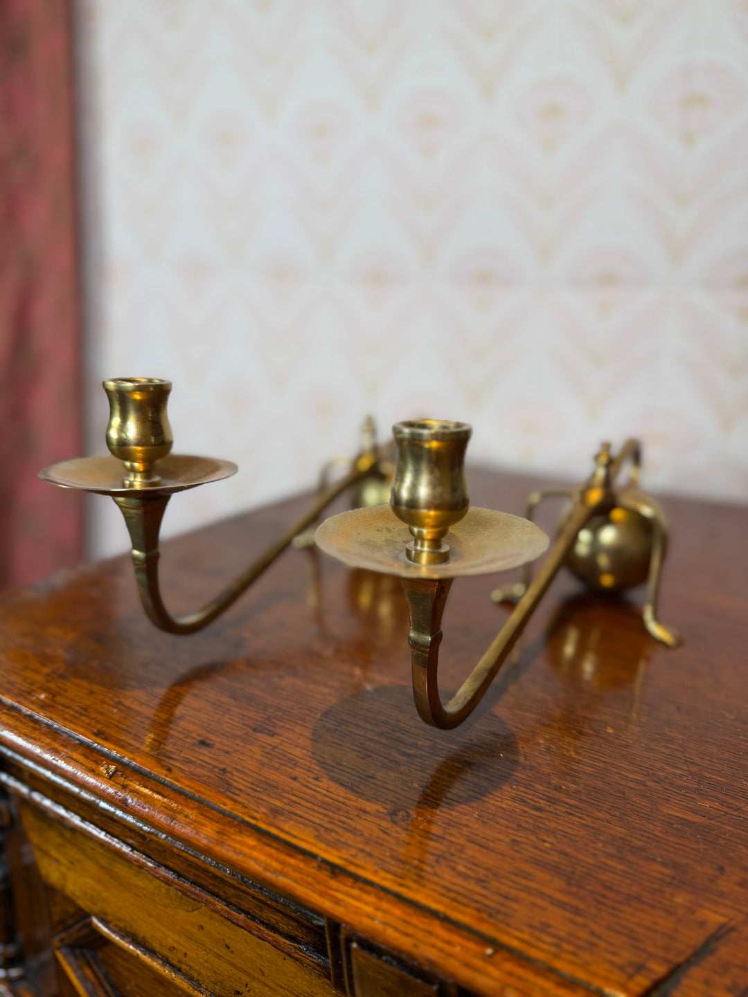 Set of 2 Brass Candlestick Holders
