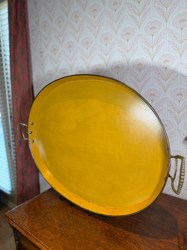 Vintage Tray with Brass Handles