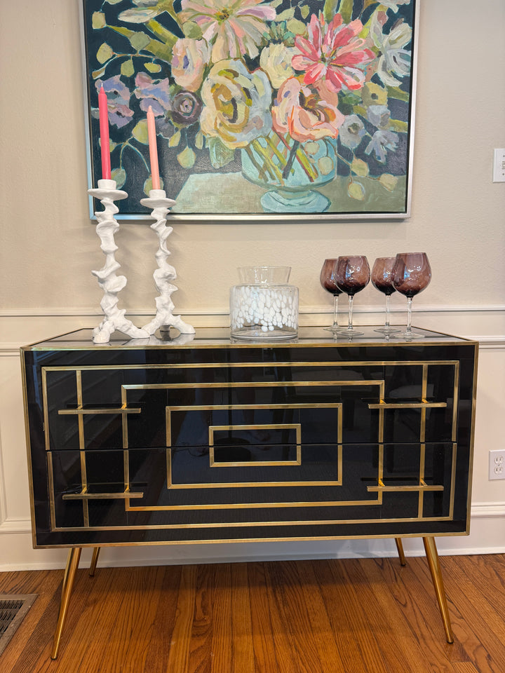 Black Murano Glass Dresser with Two Drawers, circa 1980, from Italy