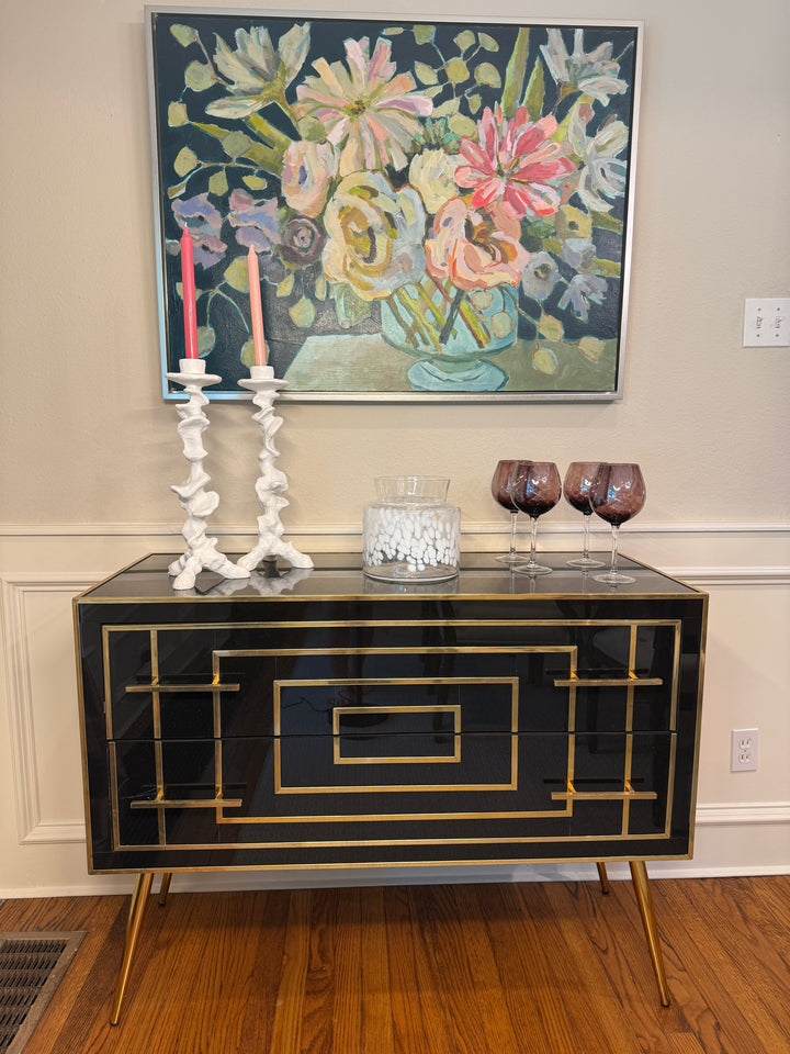 Black Murano Glass Dresser with Two Drawers, circa 1980, from Italy