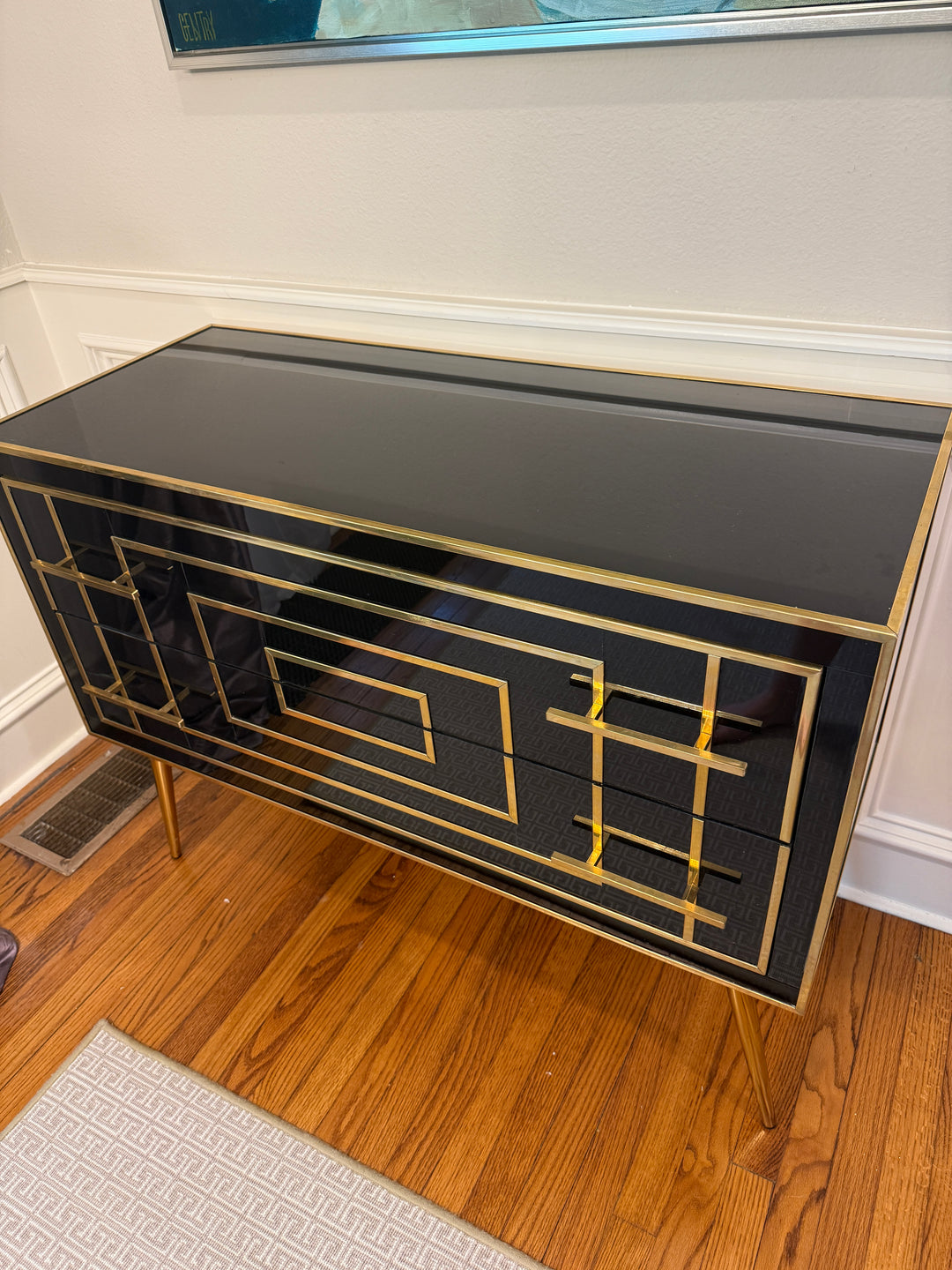 Black Murano Glass Dresser with Two Drawers, circa 1980, from Italy