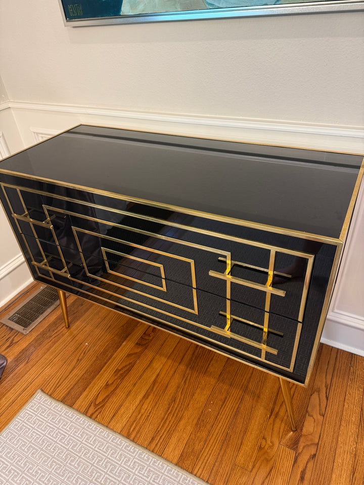 Black Murano Glass Dresser with Two Drawers, circa 1980, from Italy