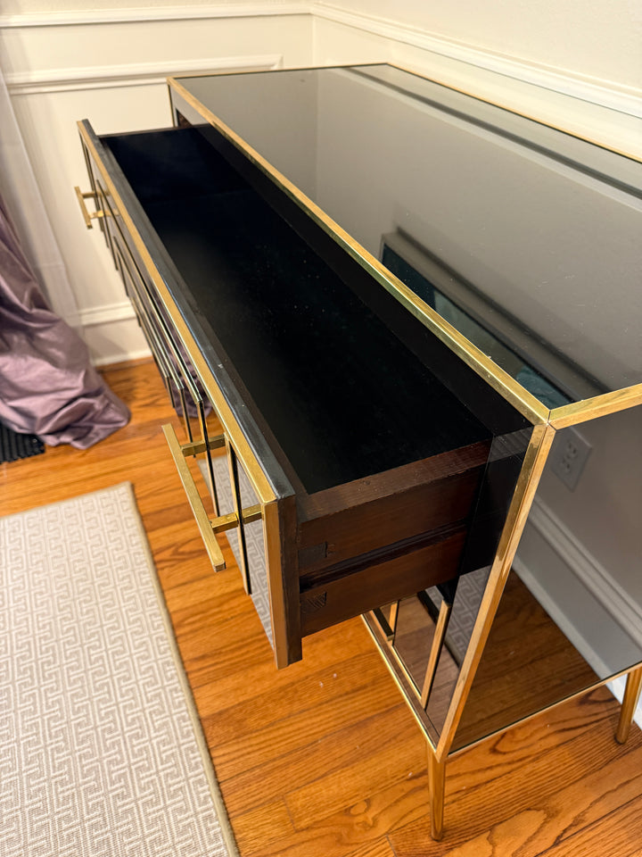 Black Murano Glass Dresser with Two Drawers, circa 1980, from Italy