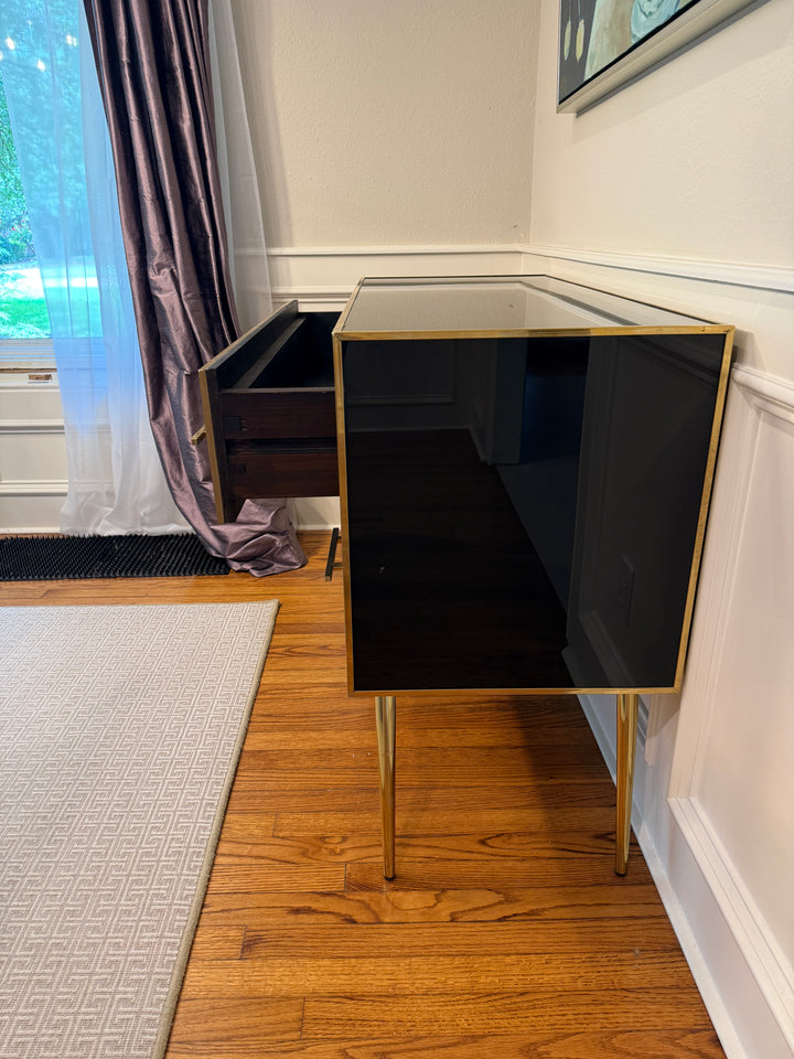 Black Murano Glass Dresser with Two Drawers, circa 1980, from Italy