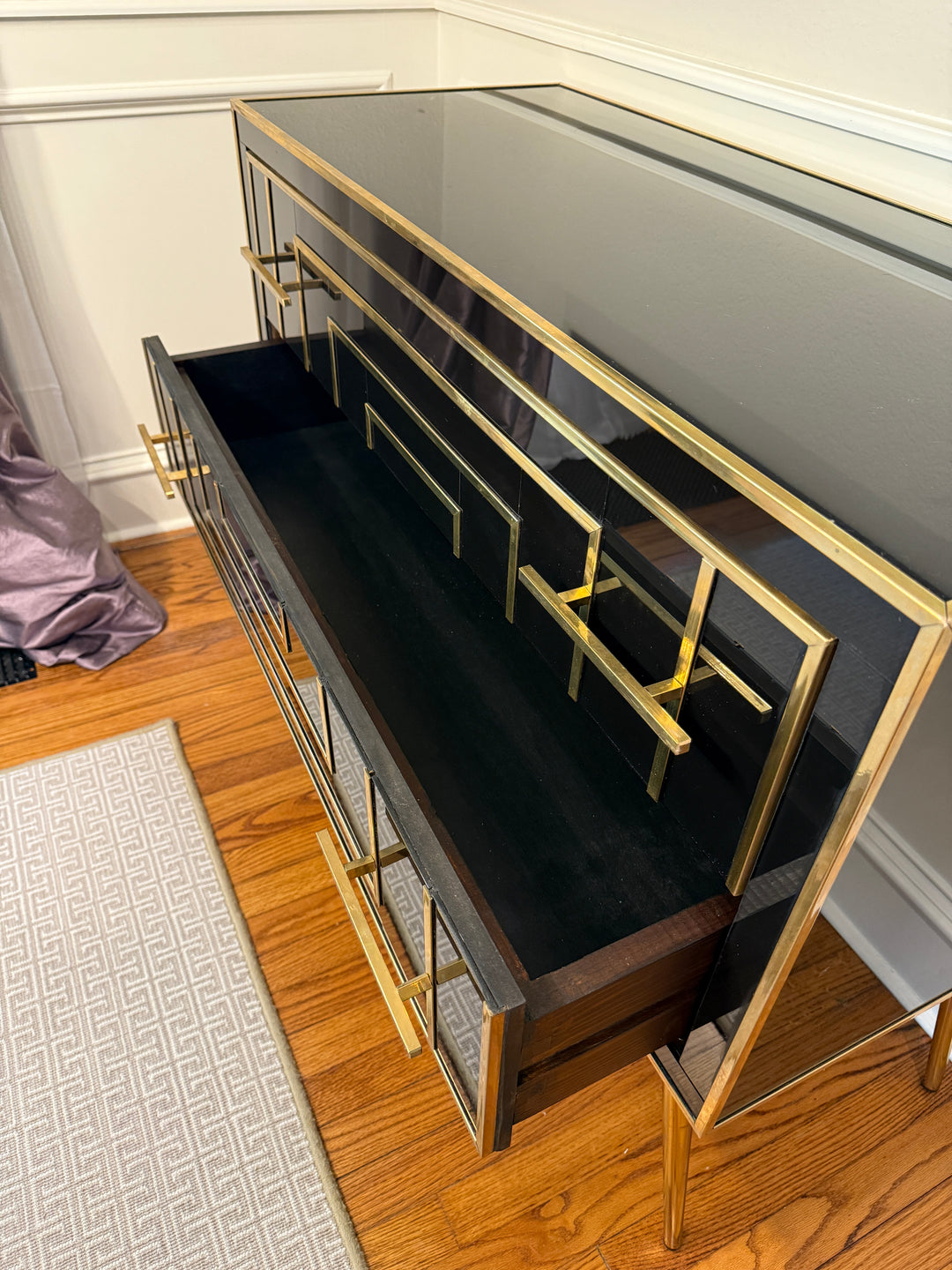 Black Murano Glass Dresser with Two Drawers, circa 1980, from Italy