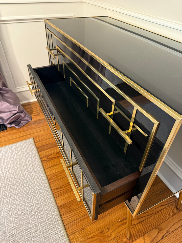 Black Murano Glass Dresser with Two Drawers, circa 1980, from Italy
