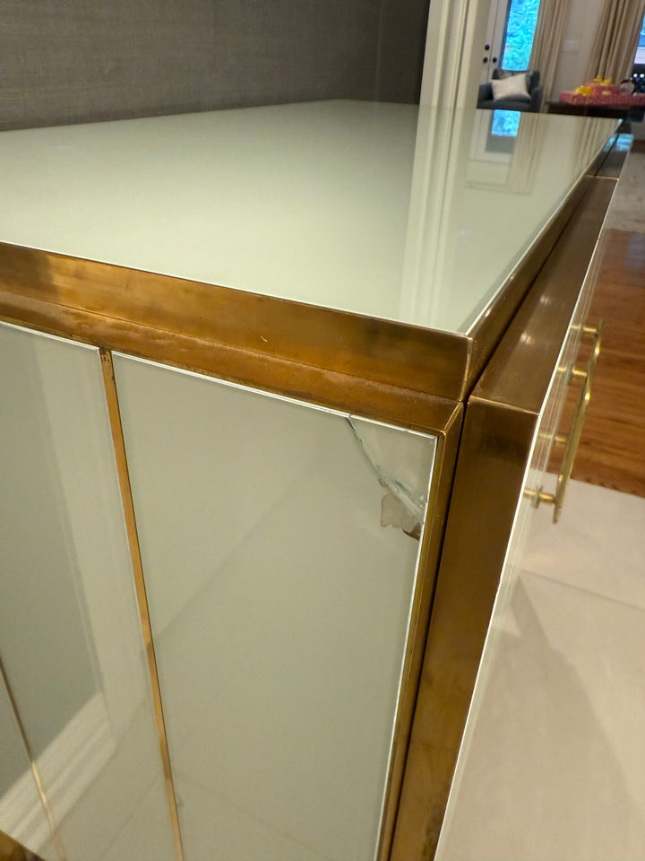 White Murano Glass Dresser with Shelf, circa 1980, from Italy