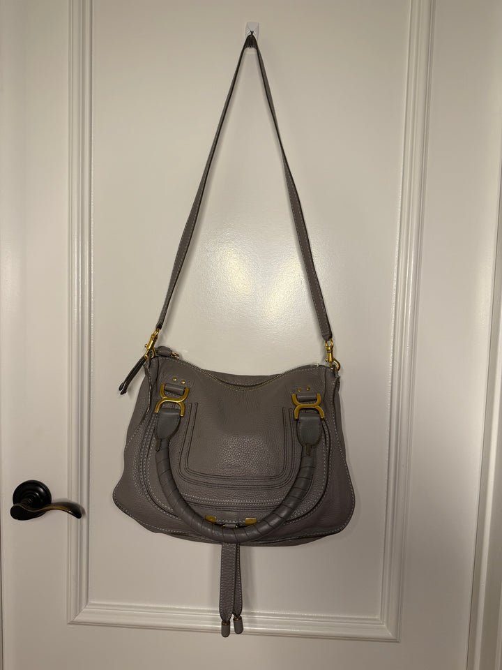 Chloé Marcie Medium Leather Satchel - Cashmere Grey / Gold