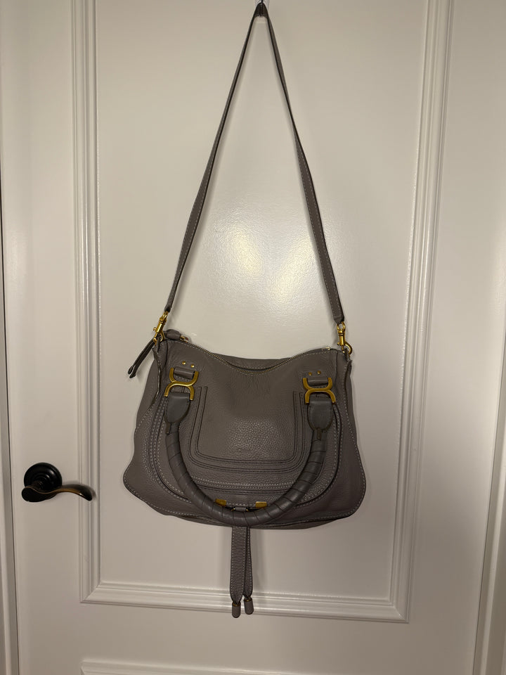 Chloé Marcie Medium Leather Satchel - Cashmere Grey / Gold