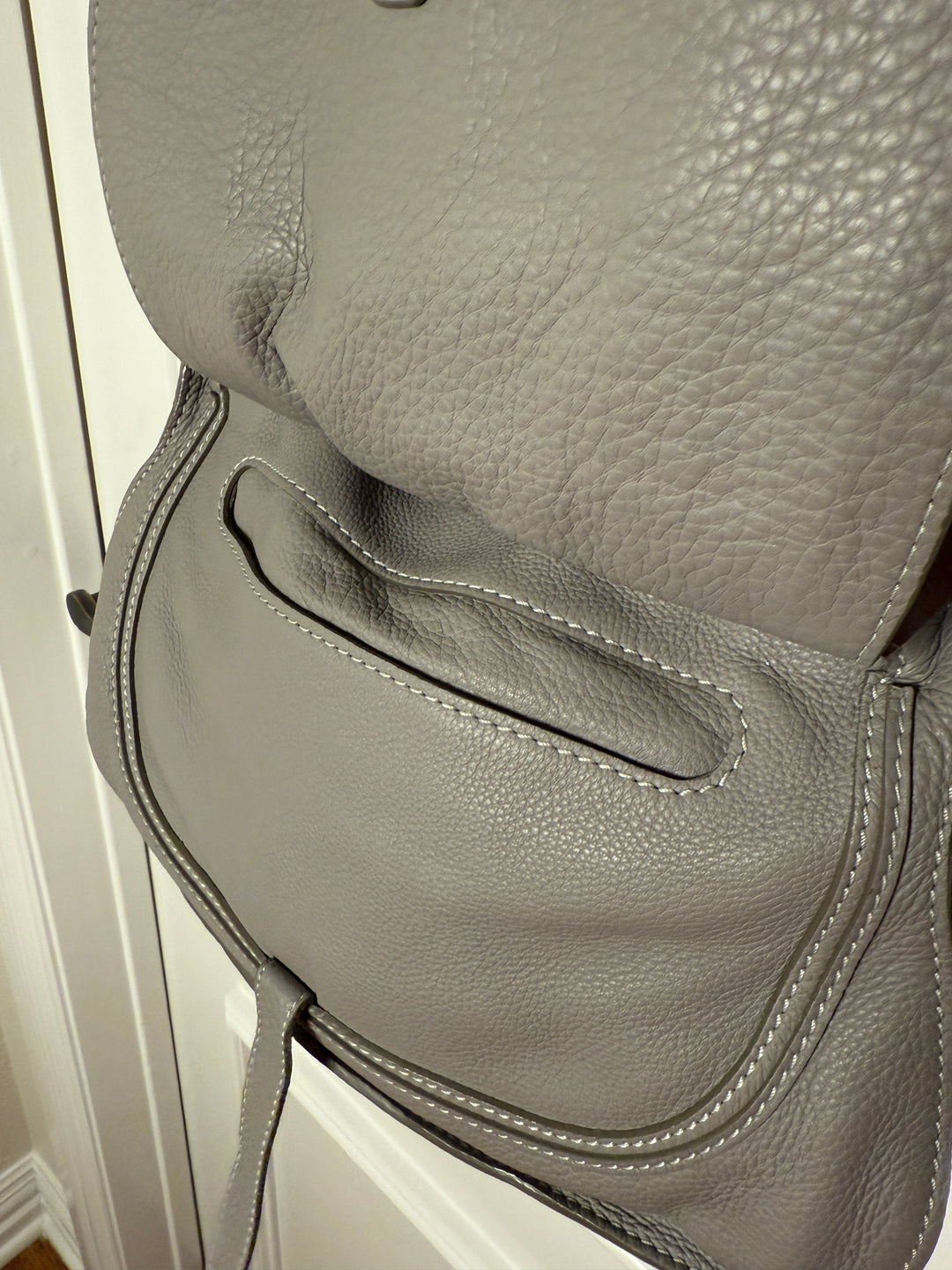 Chloé Marcie Medium Leather Satchel - Cashmere Grey / Gold