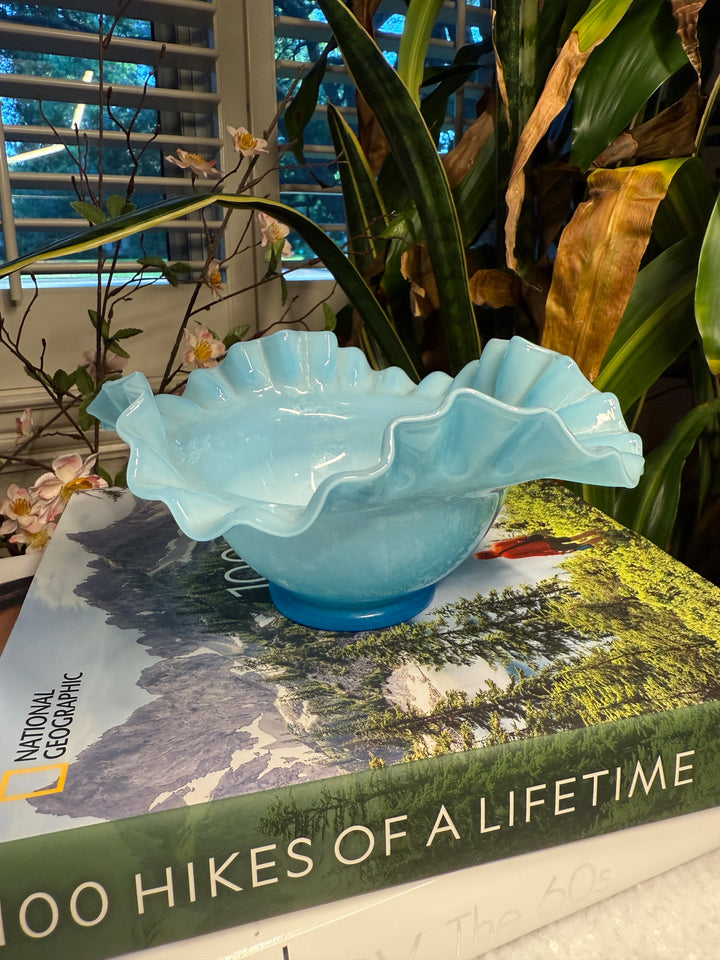 Antique Blue Wavy Bowl