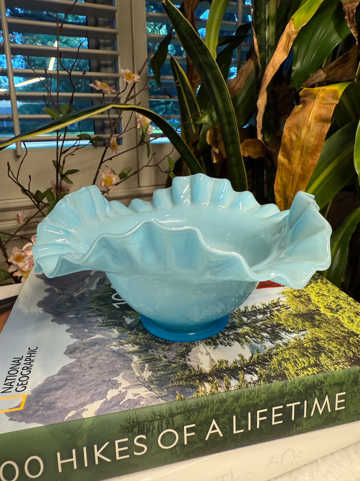 Antique Blue Wavy Bowl
