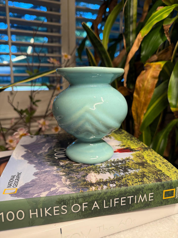 Turquoise Swirl Pedestal Vase