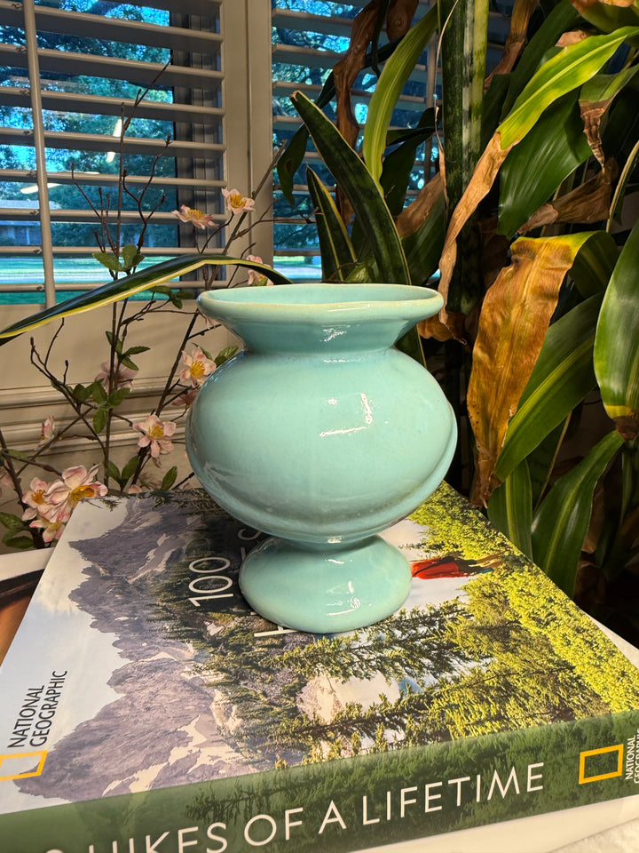 Turquoise Swirl Pedestal Vase