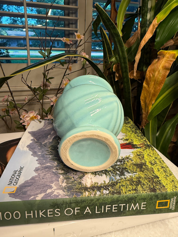Turquoise Swirl Pedestal Vase