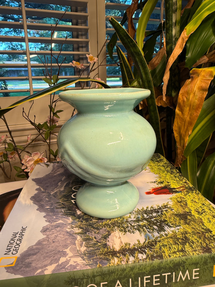 Turquoise Swirl Pedestal Vase