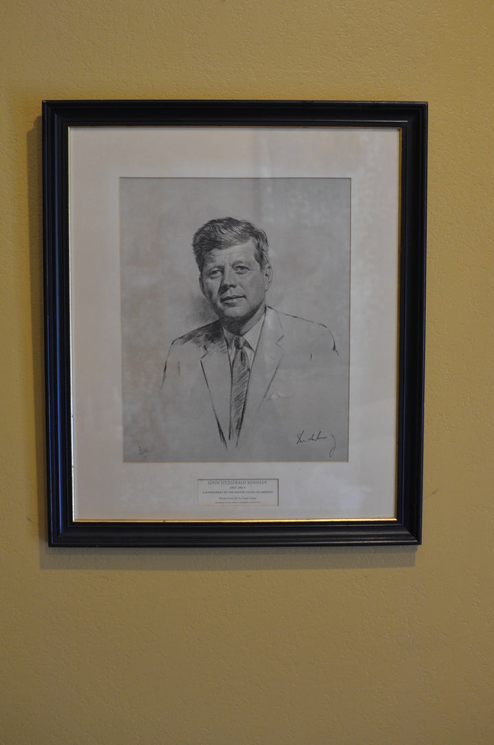 Print of John Fitzgerald Kennedy Portrait Drawn from life by Louis Lupas