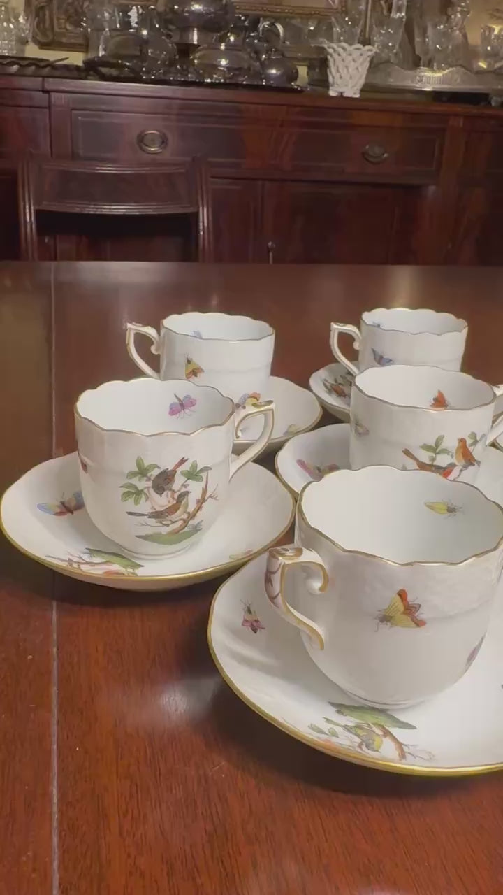 8 Herend Rothschild Dessert Tea Cups (#709)
