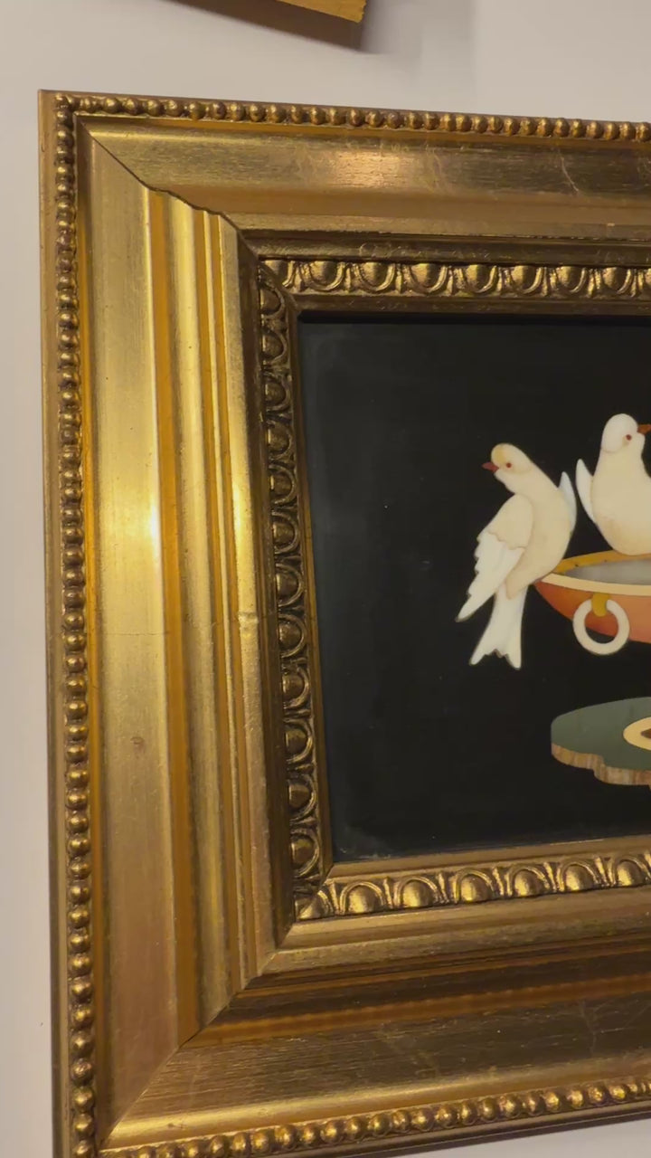 Italian Pietra Dura Dove Plaque