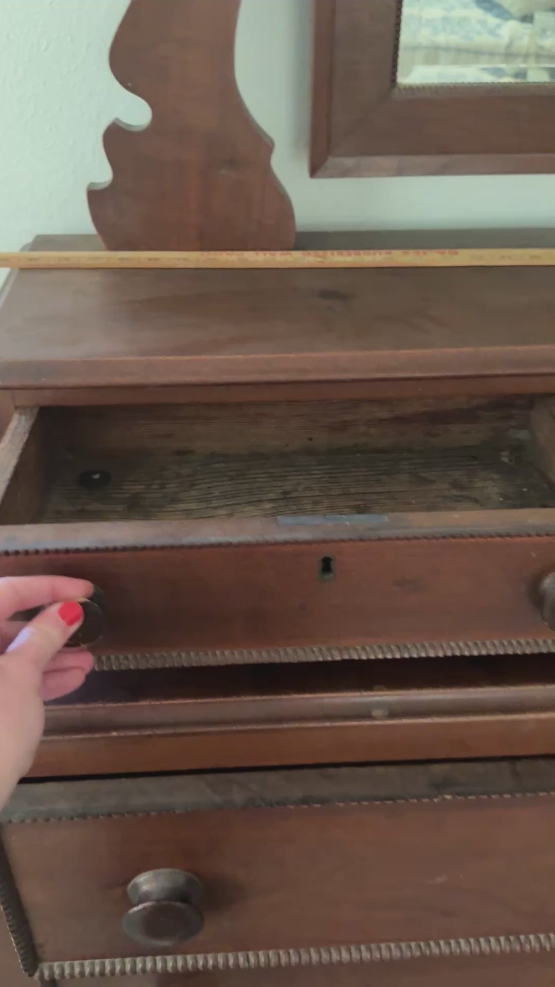 Antique 19th Century Dresser with Mirror – Hand-Cut Dovetails, Original Finish *Local Pickup Available in Honey Grove, TX*