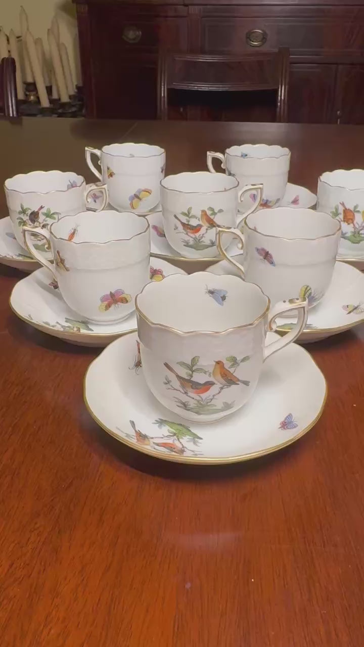 8 Herend Rothschild Dessert Tea Cups (#709)