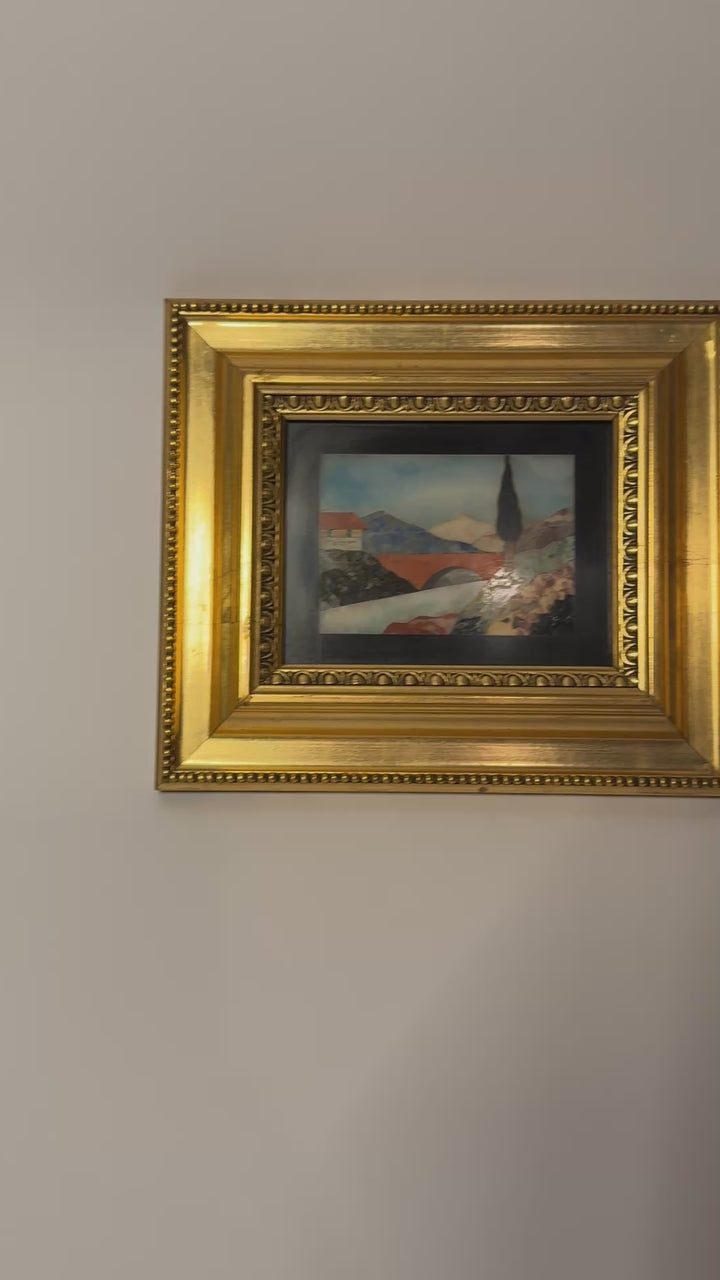 Italian Pietra Dura Village Plaque