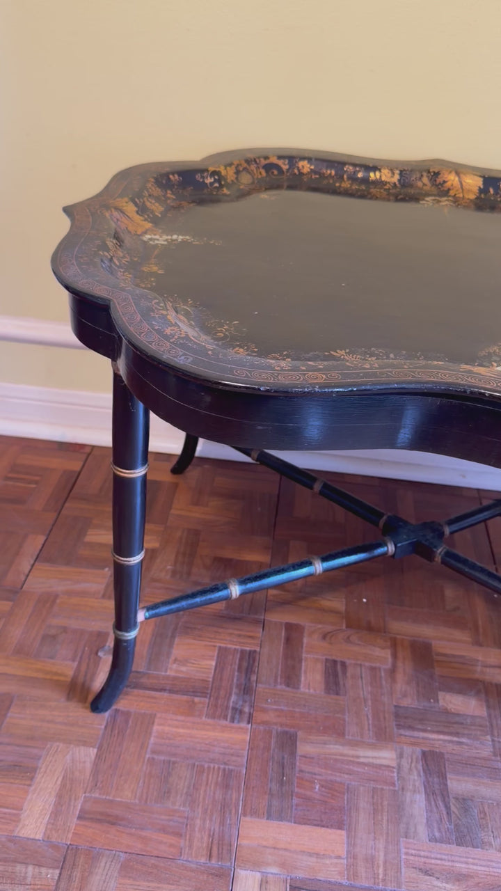 Antique Black Lacquer Paper Mache